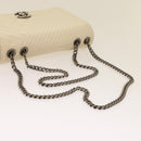 CHANEL Chevron x Matelasse Chain Shoulder Bag Lamb Skin White CC Auth 48469AV-8