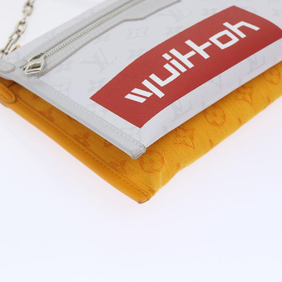 LOUIS VUITTON Monogram White Flat Mensenger Shoulder Bag Bron M44640 Auth 48487A