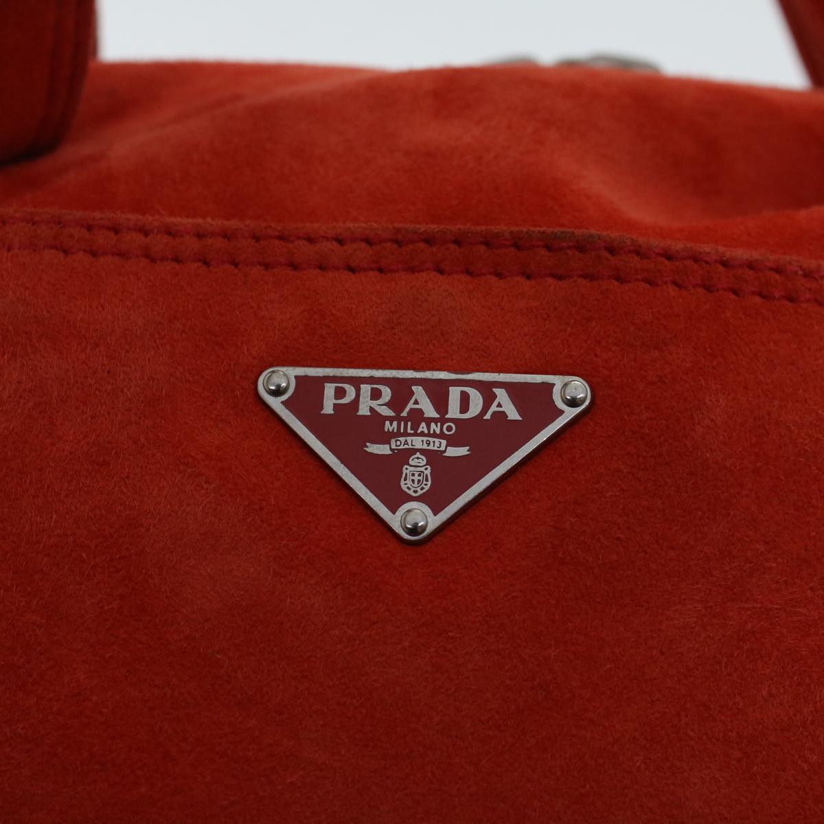 PRADA Hand Bag Suede Orange Auth 48617