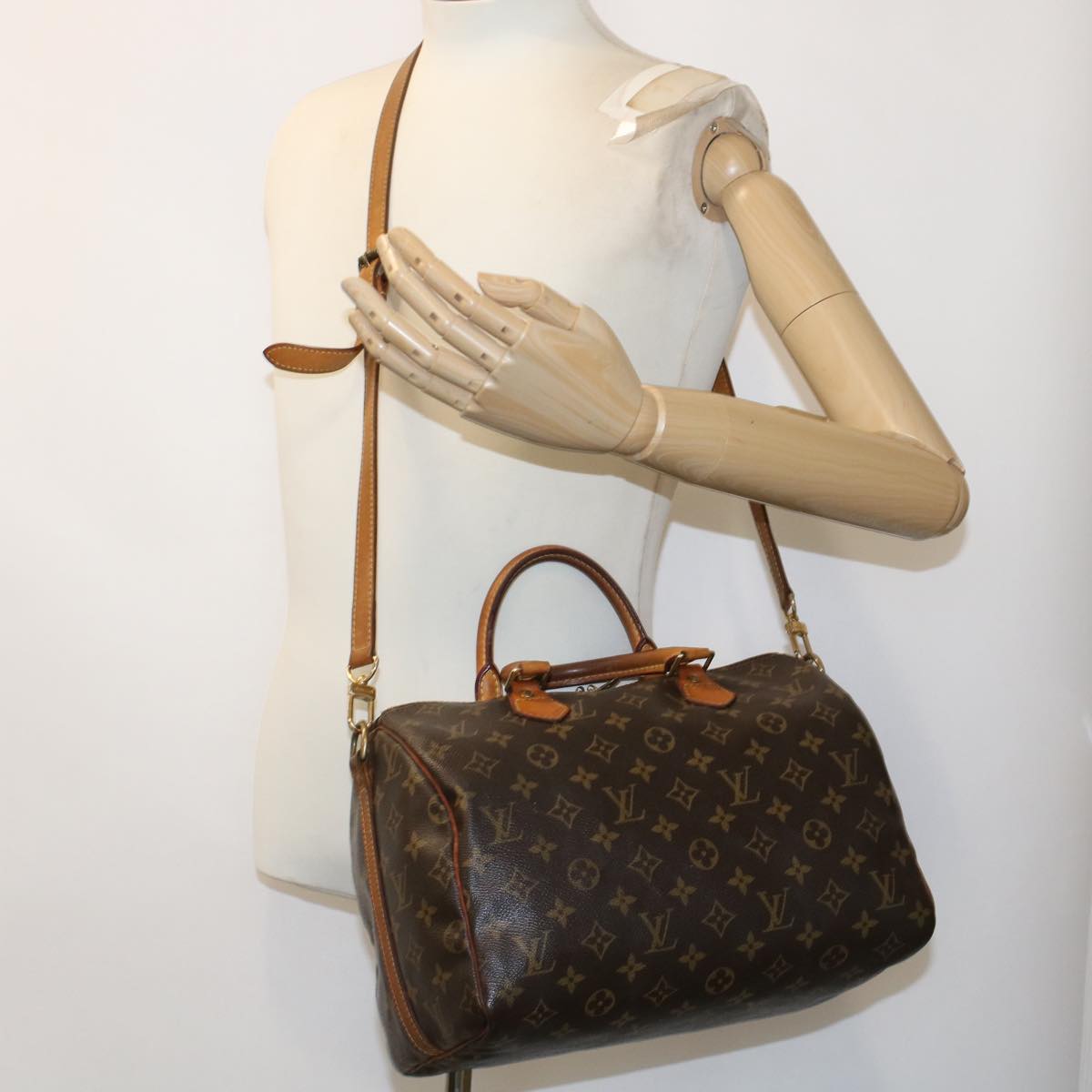 LOUIS VUITTON Monogram Speedy Bandouliere 30 Hand Bag M40391 LV Auth 48661