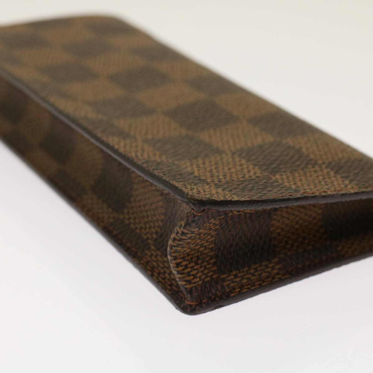 LOUIS VUITTON Damier Ebene Etui Lunettes Simple Glasses Case N62964 Auth 48676