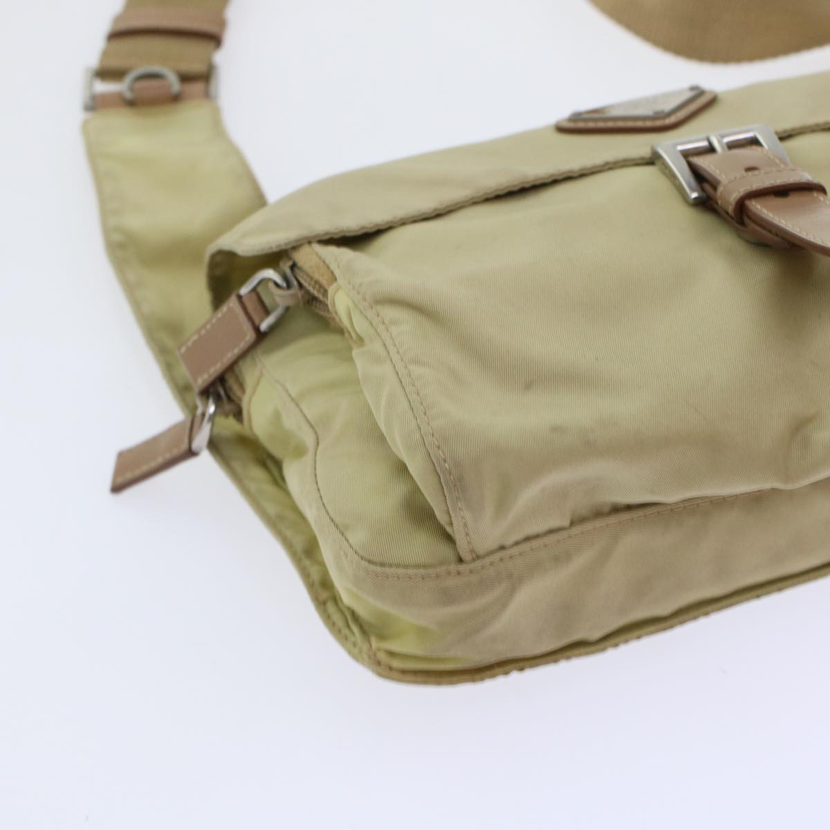 PRADA Shoulder Bag Nylon Beige Auth 48760