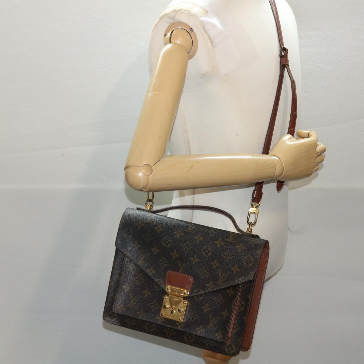 LOUIS VUITTON Monogram Monceau 28 Hand Bag 2way M51185 LV Auth 48921