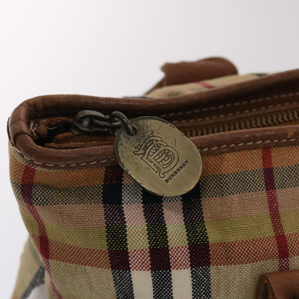 BURBERRY Nova Check Hand Bag Canvas Leather Beige Brown Auth 49090