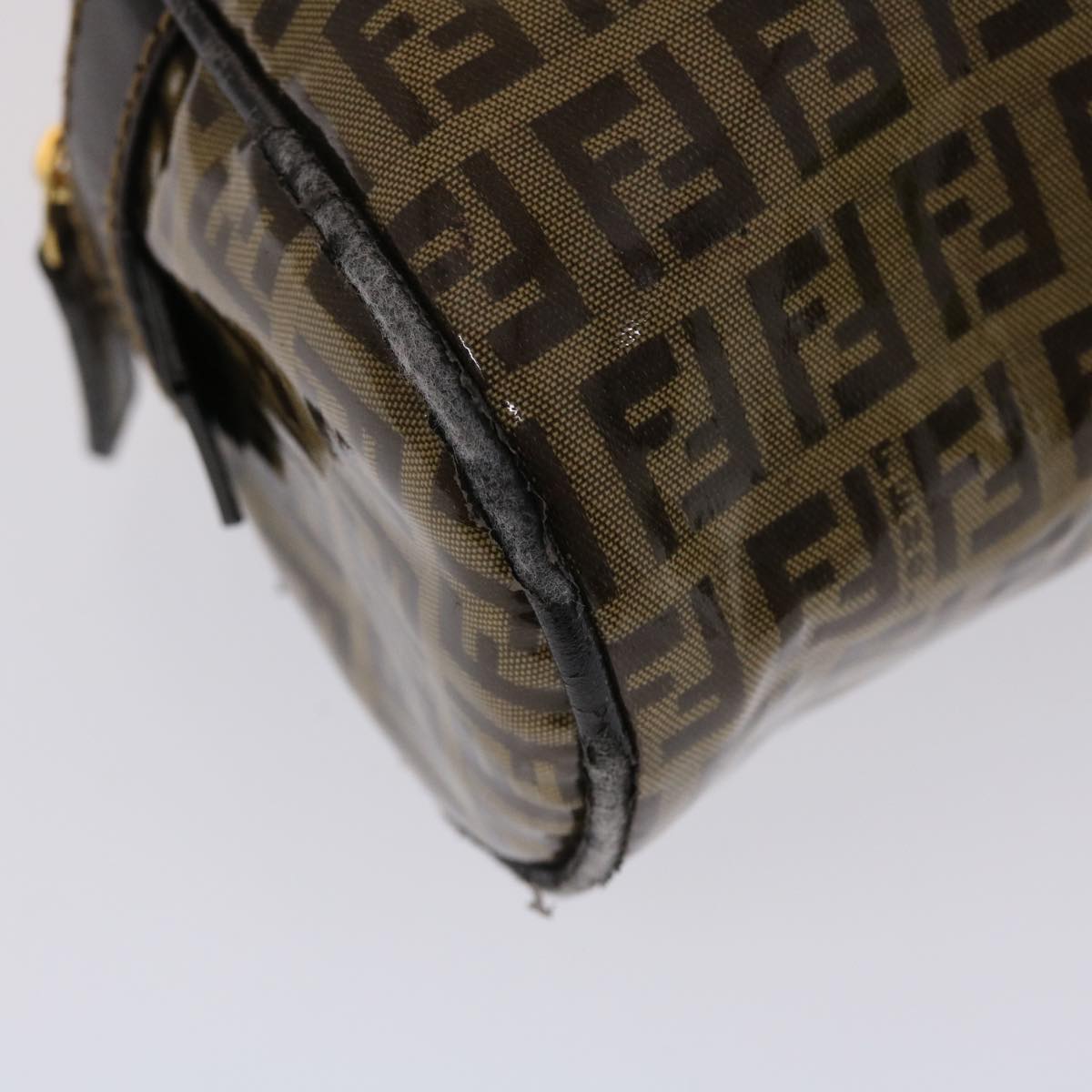 FENDI Zucchino Canvas Hand Bag Coated Canvas Brown Auth 49107