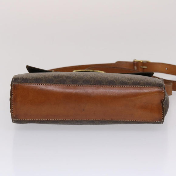CELINE Macadam Canvas Umhängetasche PVC Leder Braun Auth 49113