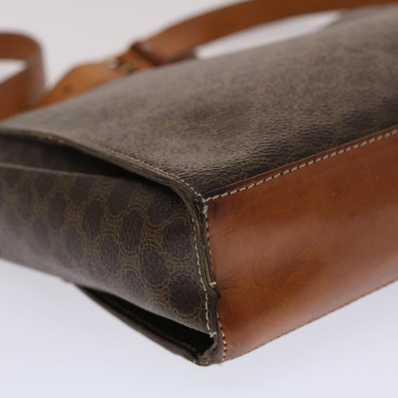 CELINE Macadam Canvas Shoulder Bag PVC Leather Brown Auth 49113