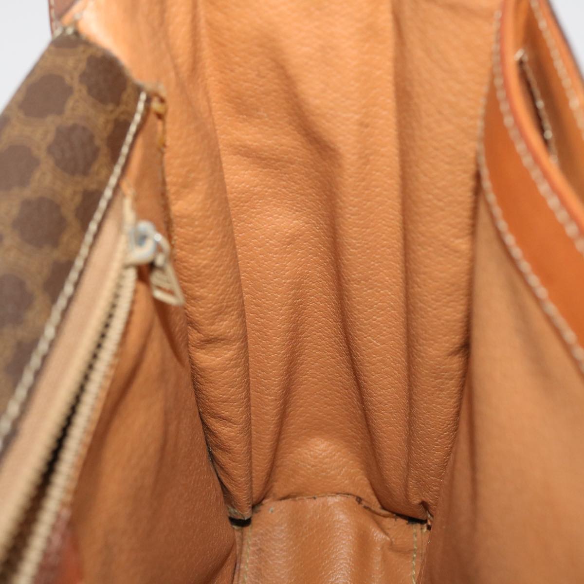 CELINE Macadam Canvas Shoulder Bag PVC Leather Brown Auth 49113