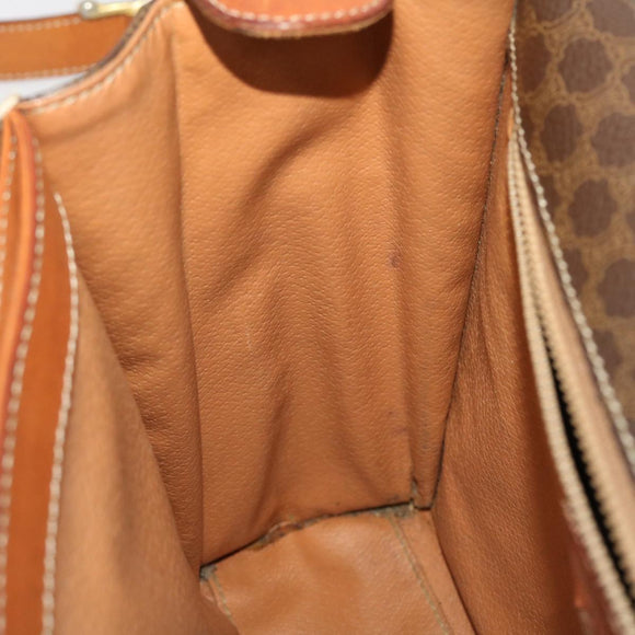 CELINE Macadam Canvas Shoulder Bag PVC Leather Brown Auth 49113