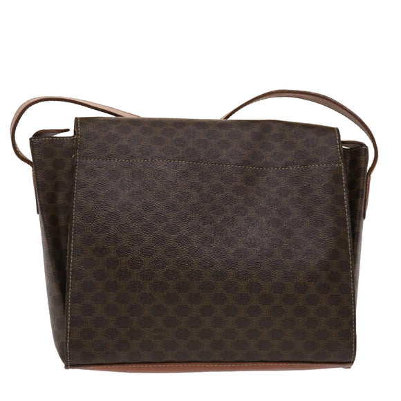 CELINE Macadam Canvas Umhängetasche PVC Leder Braun Auth 49113