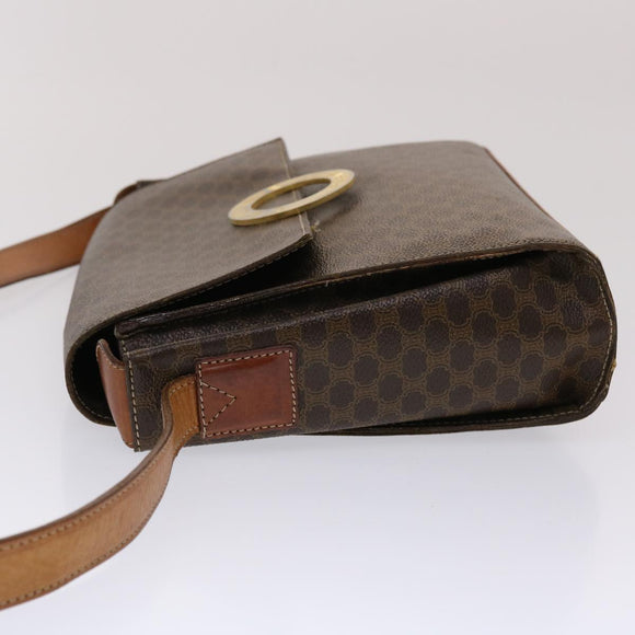 CELINE Macadam Canvas Umhängetasche PVC Leder Braun Auth 49113