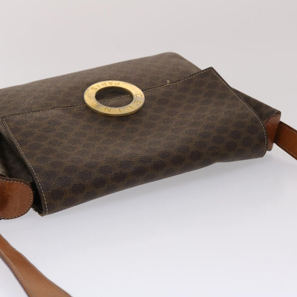 CELINE Macadam Canvas Umhängetasche PVC Leder Braun Auth 49113