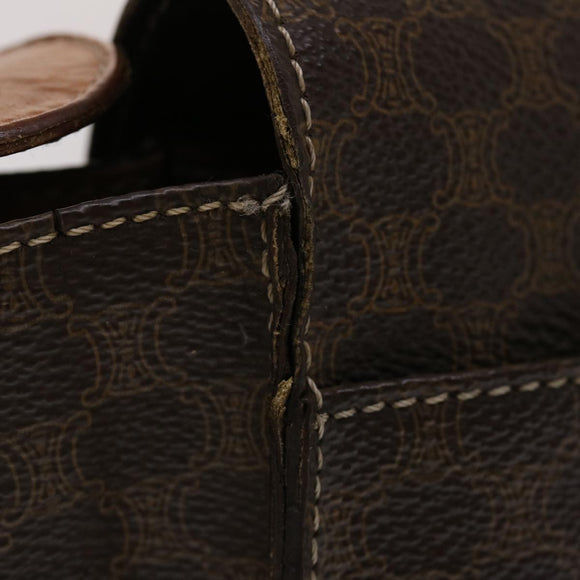 CELINE Macadam Canvas Umhängetasche PVC Leder Braun Auth 49113