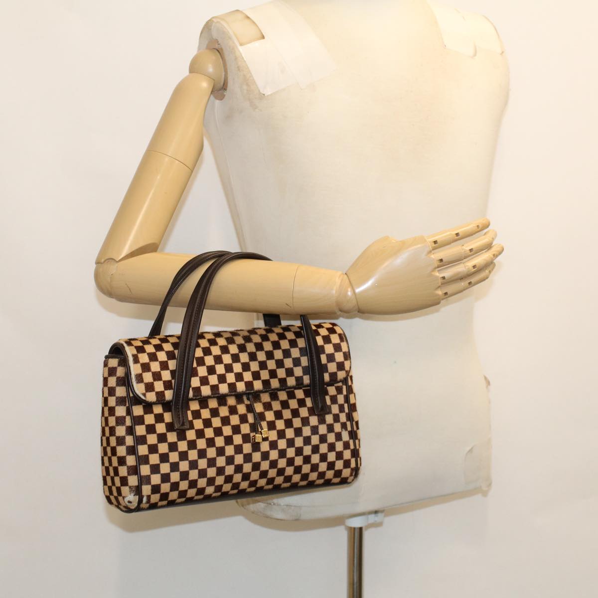 LOUIS VUITTON Damier Sauvage Lion Bag Harako leather Brown M92131 LV Auth 49167