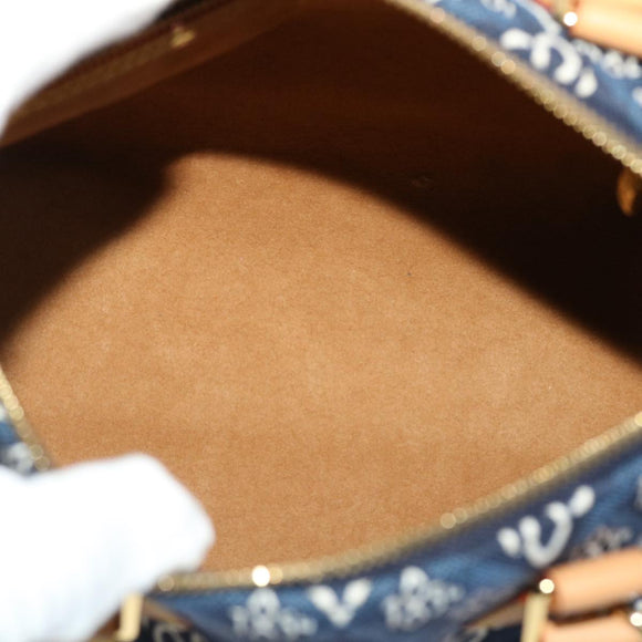 LOUIS VUITTON Jaguar Speedy Bandouliere 25 Bag 2way Blue M57400 LV Auth 49248S