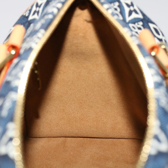 LOUIS VUITTON Jaguar Speedy Bandouliere 25 Bag 2way Blue M57400 LV Auth 49248S