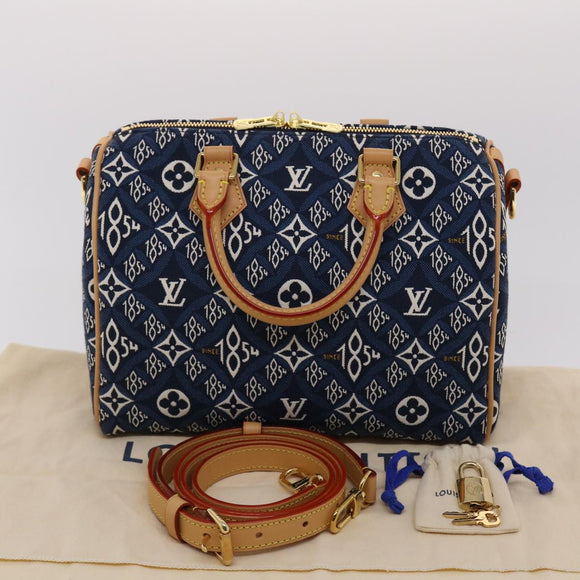 LOUIS VUITTON Jaguar Speedy Bandouliere 25 Bag 2way Blue M57400 LV Auth 49248S