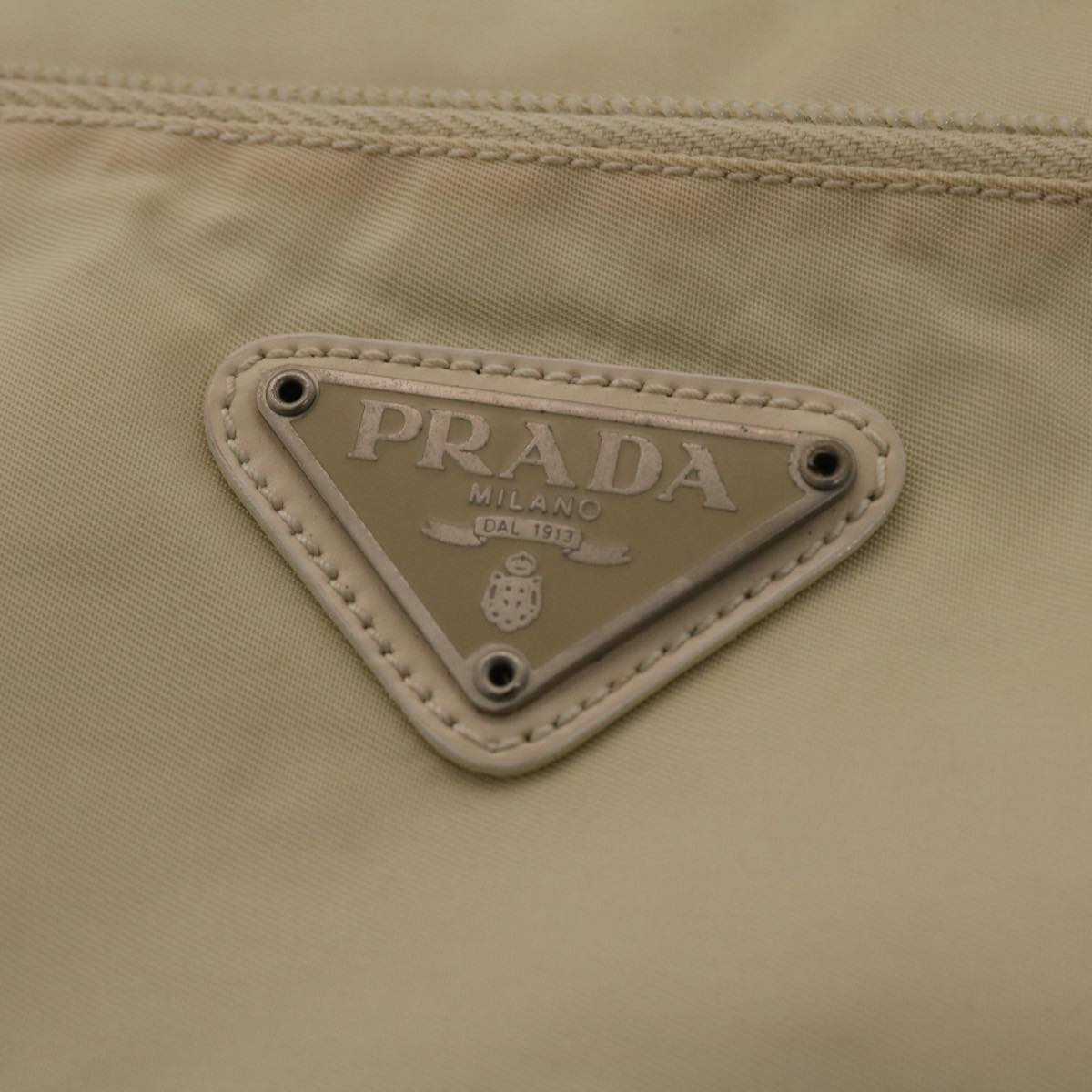PRADA Shoulder Bag Nylon Beige Cream Auth 49303
