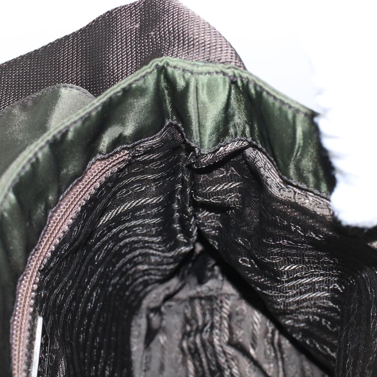 PRADA Shoulder Bag Nylon Khaki Auth 49412