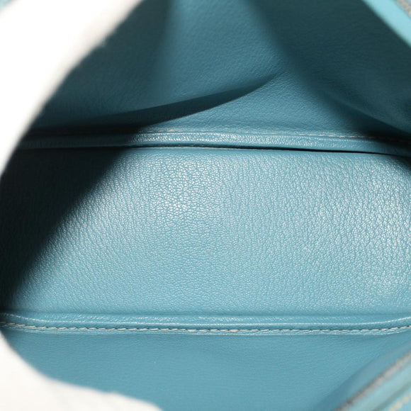 HERMES Purum 20 Hand Bag Leather Light Blue Auth 49423SAM