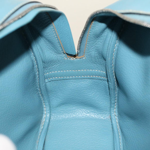 HERMES Purum 20 Hand Bag Leather Light Blue Auth 49423A