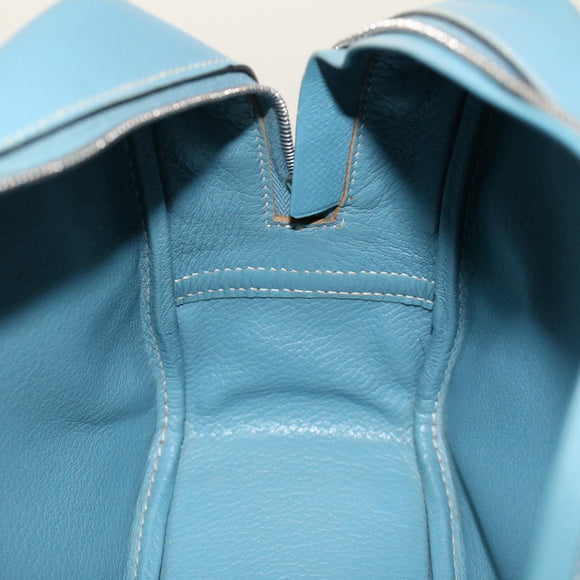 HERMES Purum 20 Hand Bag Leather Light Blue Auth 49423A