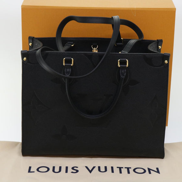 LOUIS VUITTON Monogram Empreinte On The Go MM Bag 2way Black M45595 Auth 49493SA