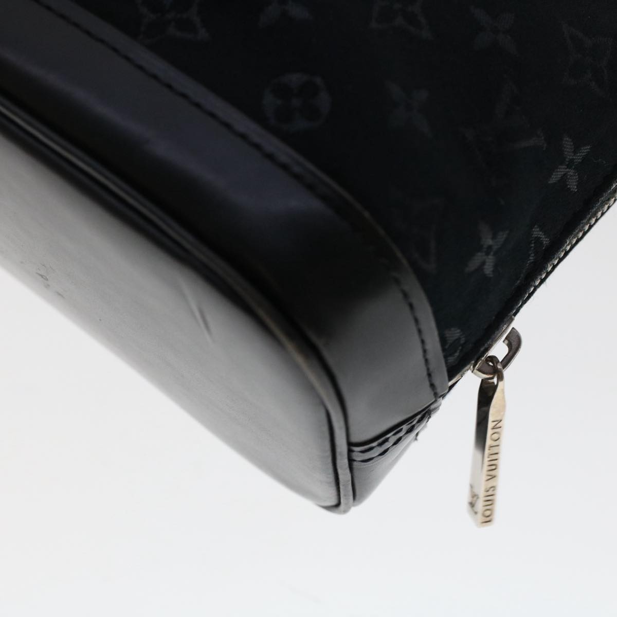 LOUIS VUITTON Monogram Satin Little Alma Hand Bag Black M92146 LV Auth 49560