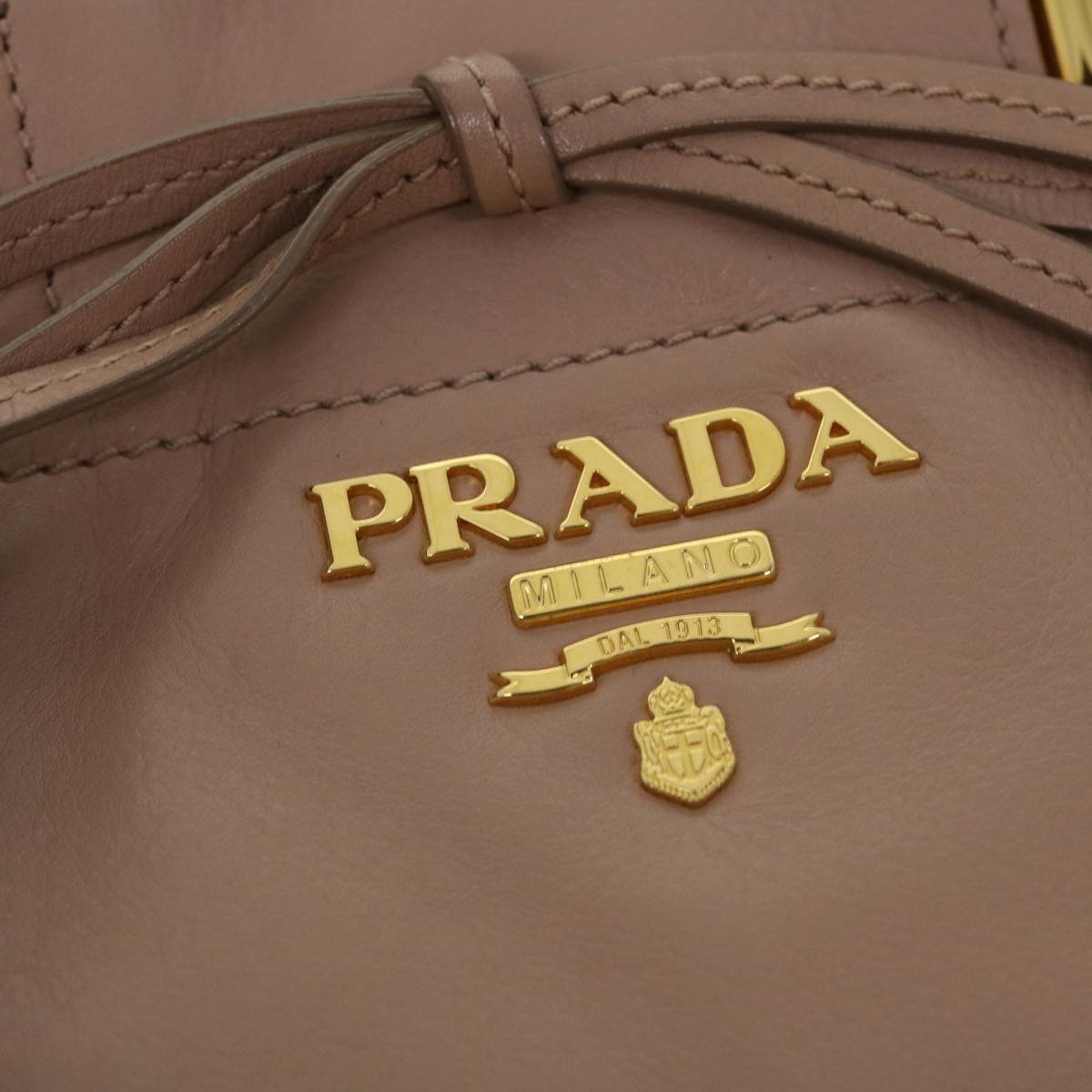 PRADA Hand Bag Leather 2way Beige Auth 49594