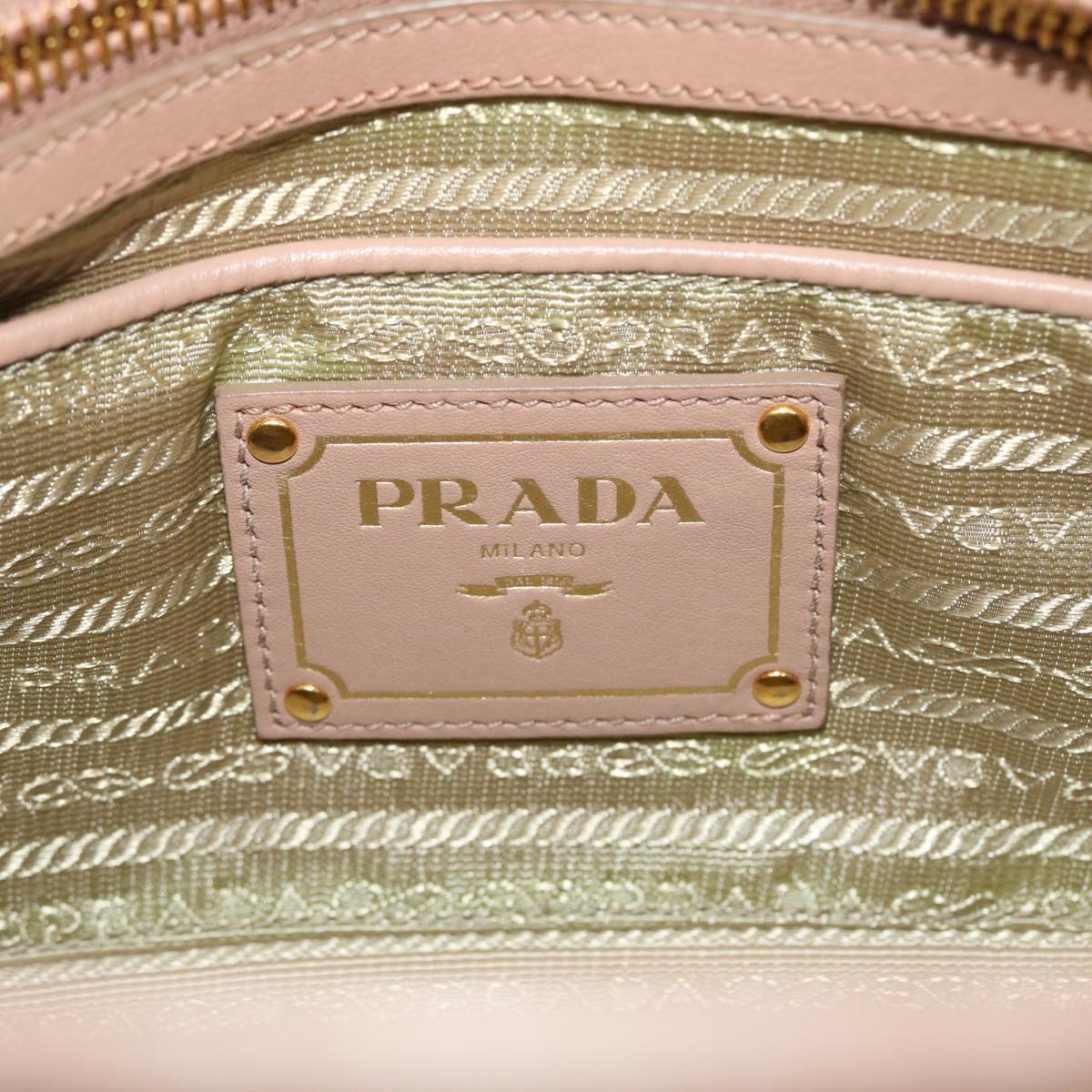 PRADA Hand Bag Leather 2way Beige Auth 49594