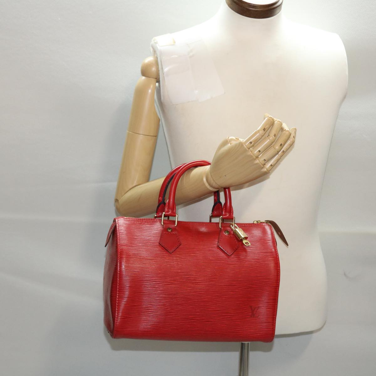 LOUIS VUITTON Epi Speedy 25 Hand Bag Castilian Red M43017 LV Auth 49755