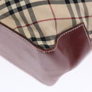 BURBERRY Nova Check Blue Label Tote Bag Nylon Beige Red Auth 49770-15