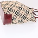 BURBERRY Nova Check Blue Label Tote Bag Nylon Beige Red Auth 49770-3