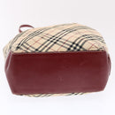 BURBERRY Nova Check Blue Label Tote Bag Nylon Beige Red Auth 49770-5