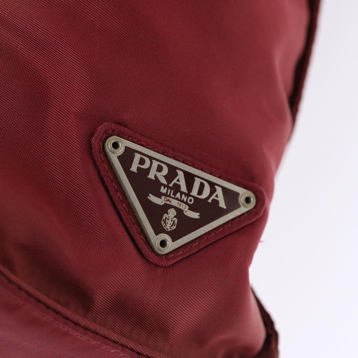 PRADA Hand Bag Nylon Red Auth 49772