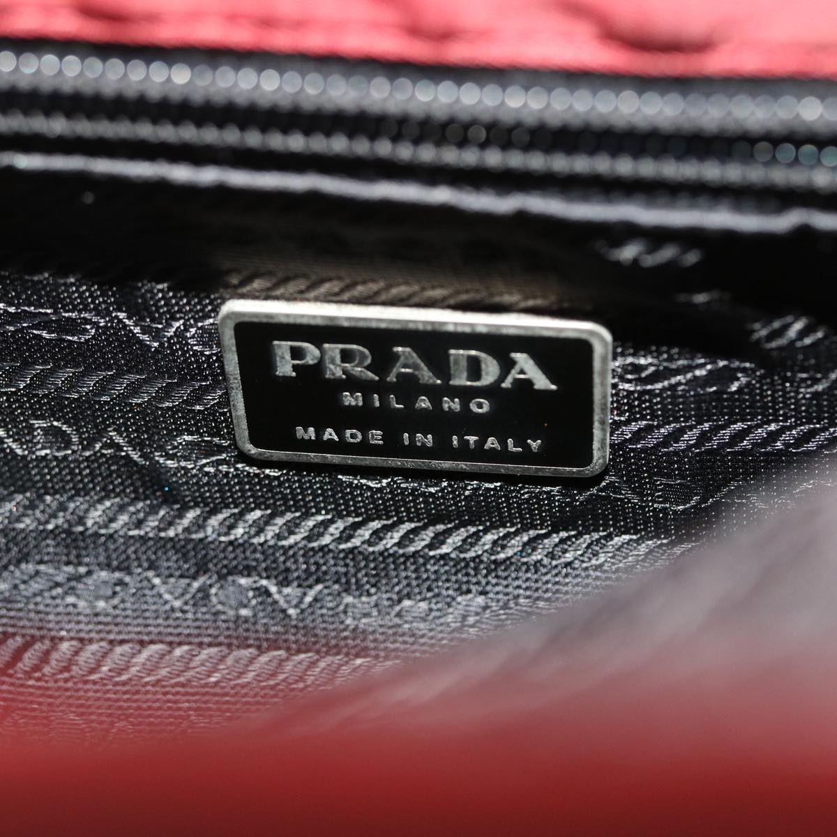 PRADA Hand Bag Nylon Red Auth 49772