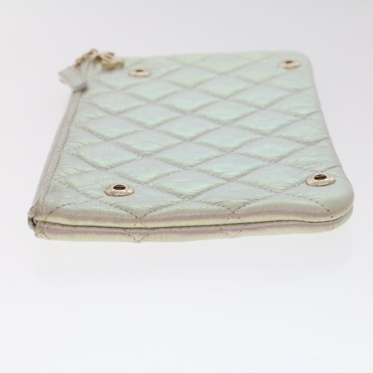 CHANEL Triple Clutch Bag Lamb Skin Aurora Color CC Auth 49889