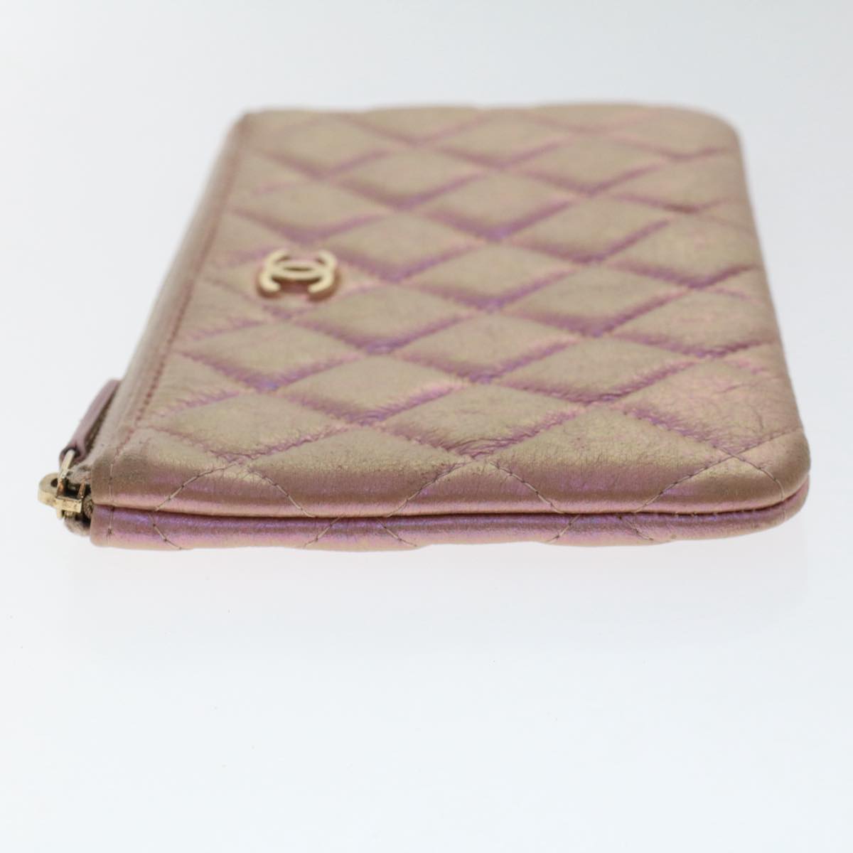 CHANEL Triple Clutch Bag Lamb Skin Aurora Color CC Auth 49889