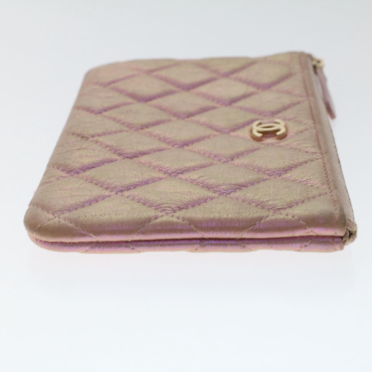 CHANEL Triple Clutch Bag Lamb Skin Aurora Color CC Auth 49889