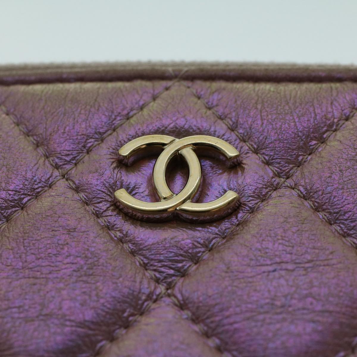 CHANEL Triple Clutch Bag Lamb Skin Aurora Color CC Auth 49889