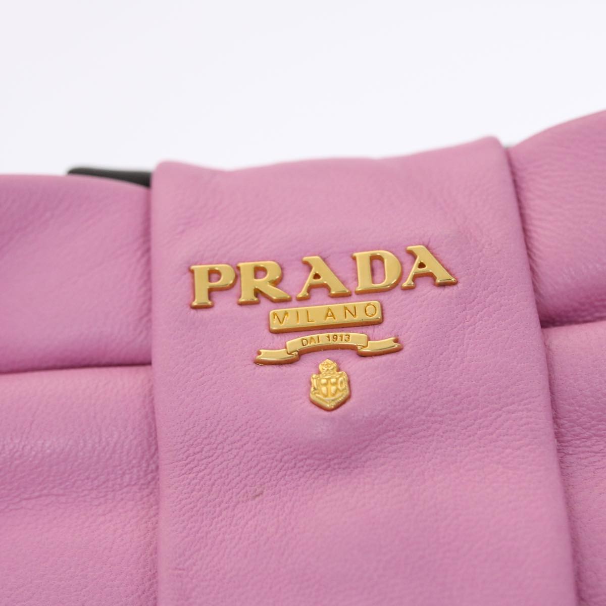 PRADA Ribbon Hand Bag Leather 2way Black Pink Auth 49914