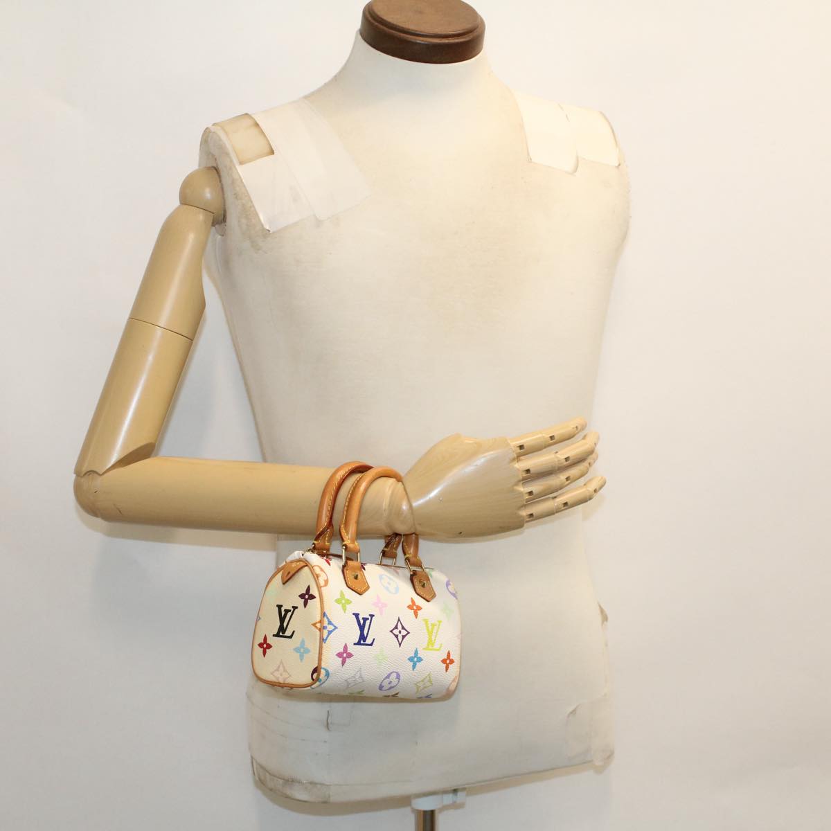 LOUIS VUITTON Monogram Multicolor Mini Speedy Hand Bag White M92645 Auth 49983