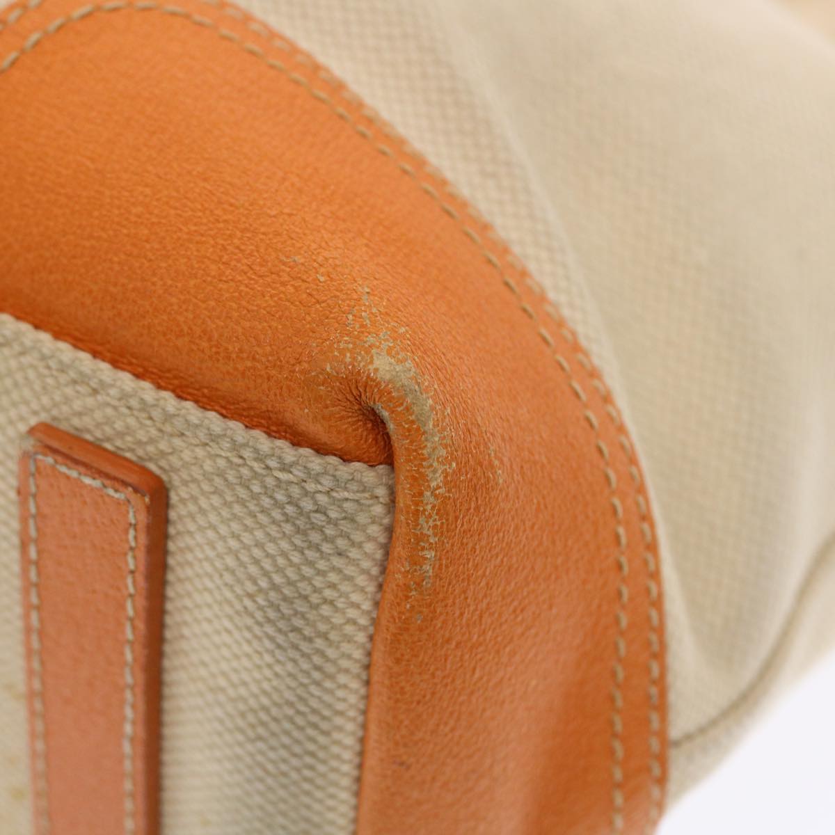 PRADA Tote Bag Canvas Leather Beige Auth 50153