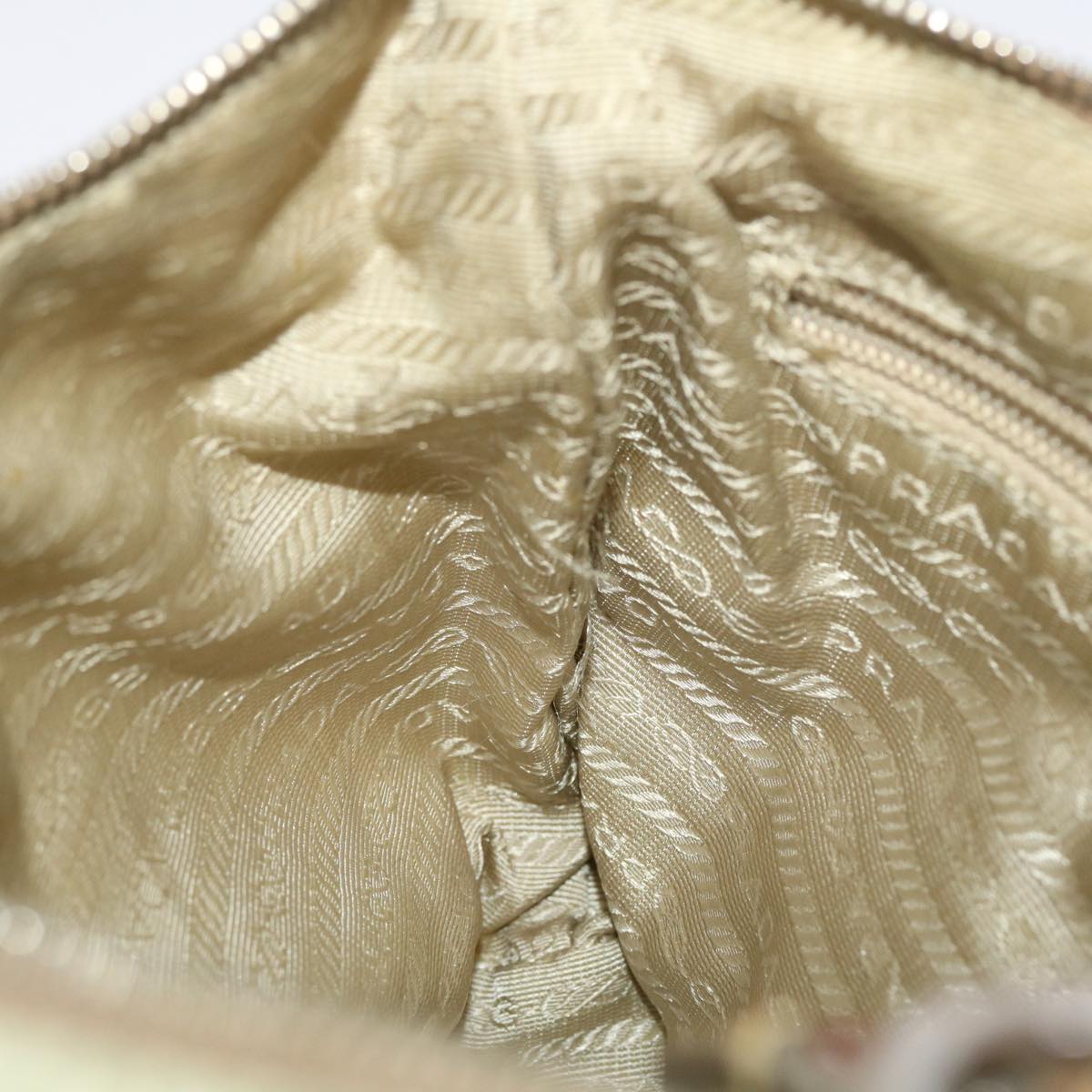 PRADA Shoulder Bag Nylon Leather Cream Auth 50154