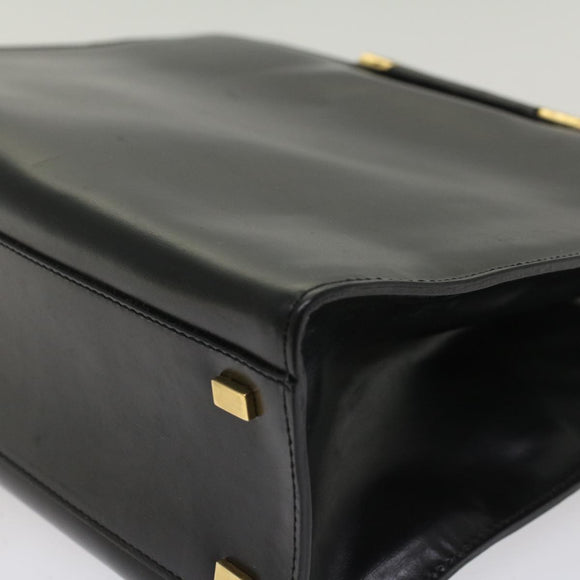 CELINE Hand Bag Leather Black Auth 50187
