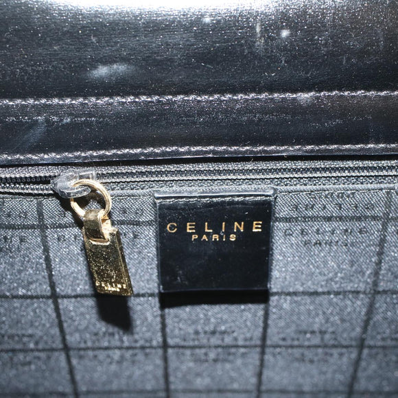 CELINE Hand Bag Leather Black Auth 50187