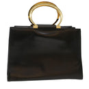 CELINE Hand Bag Leather Black Auth 50187-1