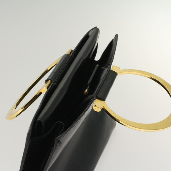 CELINE Hand Bag Leather Black Auth 50187