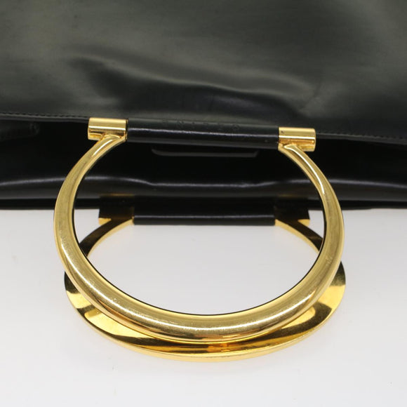 CELINE Hand Bag Leather Black Auth 50187