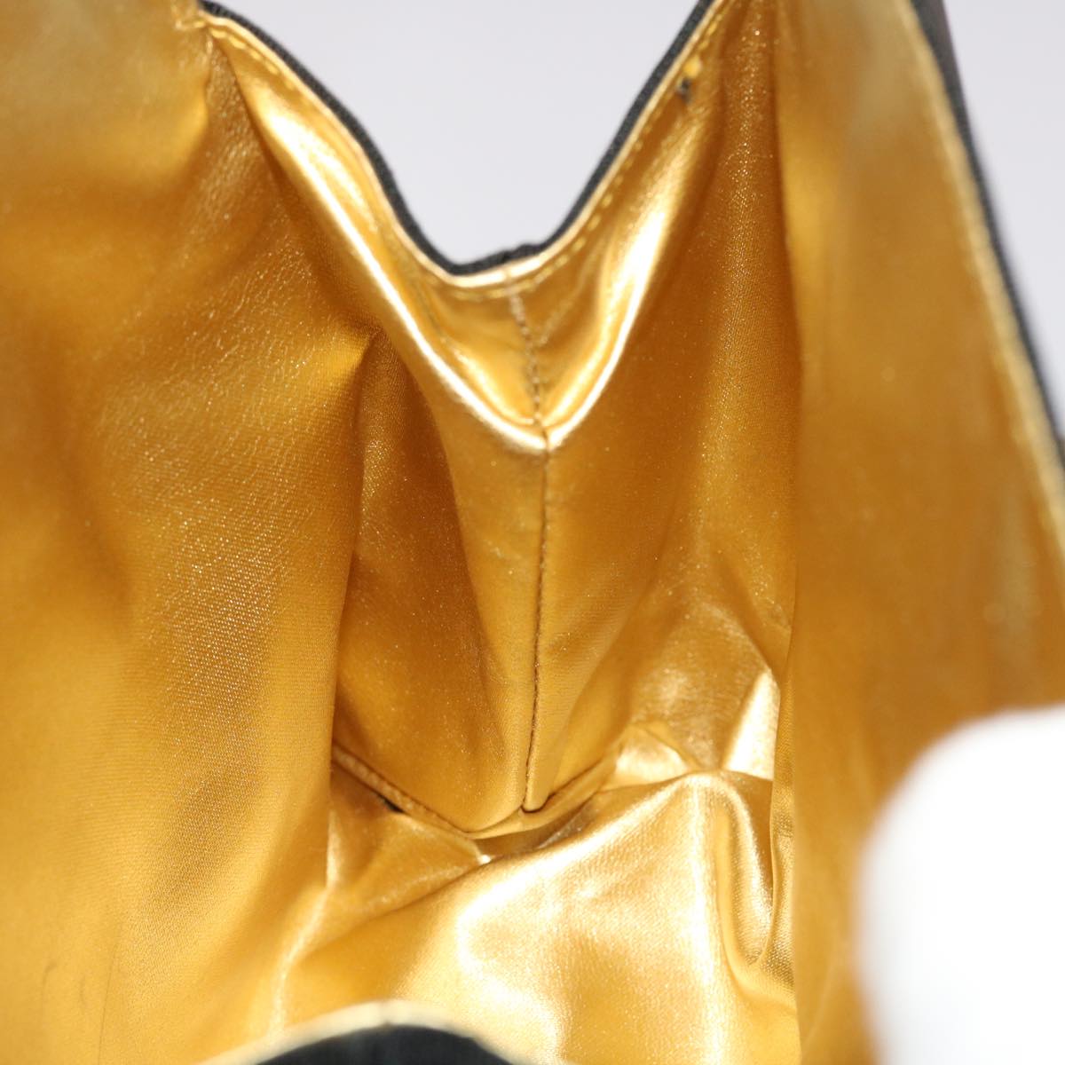 Salvatore Ferragamo Gancini Hand Bag Plastic Clear Gold Black Auth 50190A